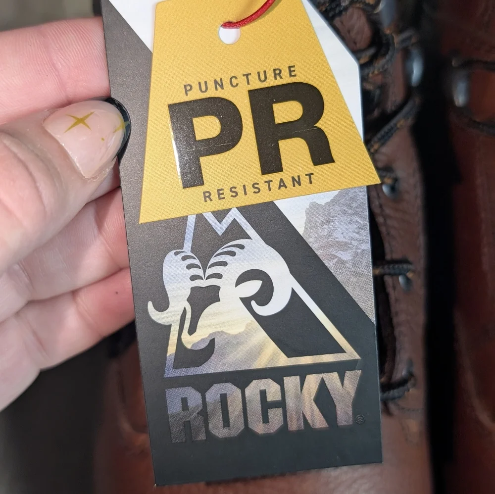 NIB Rocky Alpha Force Men's Brown Leather Steel Toe Waterproof Work Boots sz11.5